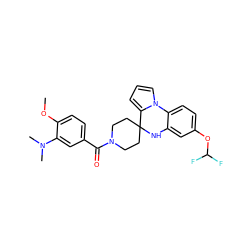 COc1ccc(C(=O)N2CCC3(CC2)Nc2cc(OC(F)F)ccc2-n2cccc23)cc1N(C)C ZINC000299828344