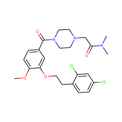 COc1ccc(C(=O)N2CCN(CC(=O)N(C)C)CC2)cc1OCCc1ccc(Cl)cc1Cl ZINC000013643454