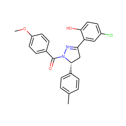 COc1ccc(C(=O)N2N=C(c3cc(Cl)ccc3O)C[C@@H]2c2ccc(C)cc2)cc1 ZINC000299838160