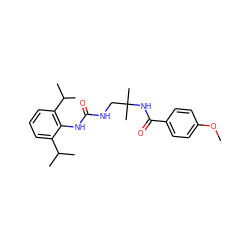 COc1ccc(C(=O)NC(C)(C)CNC(=O)Nc2c(C(C)C)cccc2C(C)C)cc1 ZINC000013737236