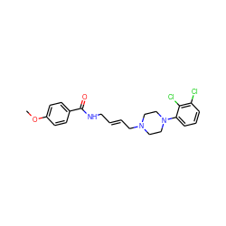 COc1ccc(C(=O)NC/C=C/CN2CCN(c3cccc(Cl)c3Cl)CC2)cc1 ZINC000013608790