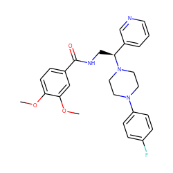 COc1ccc(C(=O)NC[C@@H](c2cccnc2)N2CCN(c3ccc(F)cc3)CC2)cc1OC ZINC000056896270