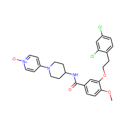 COc1ccc(C(=O)NC2CCN(c3cc[n+]([O-])cc3)CC2)cc1OCCc1ccc(Cl)cc1Cl ZINC000013643444