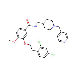 COc1ccc(C(=O)NCC2CCN(Cc3ccncc3)CC2)cc1OCCc1ccc(Cl)cc1Cl ZINC000013643423