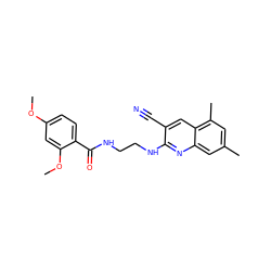 COc1ccc(C(=O)NCCNc2nc3cc(C)cc(C)c3cc2C#N)c(OC)c1 ZINC000084633845