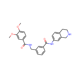 COc1ccc(C(=O)NCc2cccc(C(=O)Nc3ccc4c(c3)CNCC4)c2)cc1OC ZINC000045390920