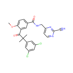 COc1ccc(C(=O)NCc2ccnc(C#N)n2)cc1C(=O)C(C)(C)c1cc(Cl)cc(Cl)c1 ZINC000263621170