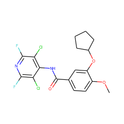 COc1ccc(C(=O)Nc2c(Cl)c(F)nc(F)c2Cl)cc1OC1CCCC1 ZINC000013737002