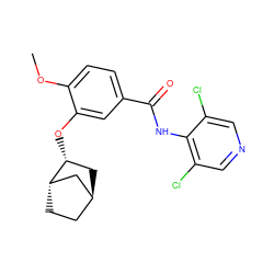 COc1ccc(C(=O)Nc2c(Cl)cncc2Cl)cc1O[C@@H]1C[C@H]2CC[C@H]1C2 ZINC000253688593