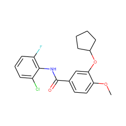 COc1ccc(C(=O)Nc2c(F)cccc2Cl)cc1OC1CCCC1 ZINC000000605604