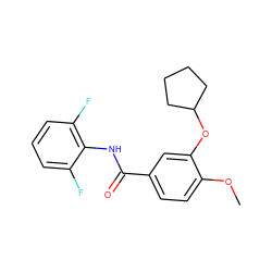 COc1ccc(C(=O)Nc2c(F)cccc2F)cc1OC1CCCC1 ZINC000000005521