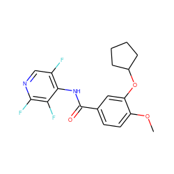 COc1ccc(C(=O)Nc2c(F)cnc(F)c2F)cc1OC1CCCC1 ZINC000013736997