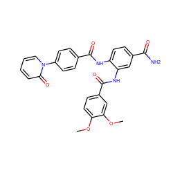 COc1ccc(C(=O)Nc2cc(C(N)=O)ccc2NC(=O)c2ccc(-n3ccccc3=O)cc2)cc1OC ZINC000473115326