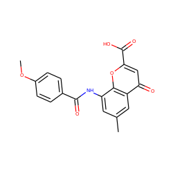 COc1ccc(C(=O)Nc2cc(C)cc3c(=O)cc(C(=O)O)oc23)cc1 ZINC000096283748