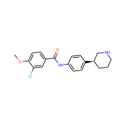 COc1ccc(C(=O)Nc2ccc([C@@H]3CCCNC3)cc2)cc1Cl ZINC000117723987