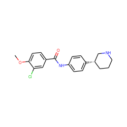 COc1ccc(C(=O)Nc2ccc([C@H]3CCCNC3)cc2)cc1Cl ZINC000117723981