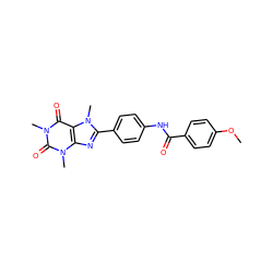 COc1ccc(C(=O)Nc2ccc(-c3nc4c(c(=O)n(C)c(=O)n4C)n3C)cc2)cc1 ZINC000073197883