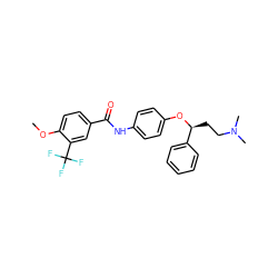 COc1ccc(C(=O)Nc2ccc(O[C@@H](CCN(C)C)c3ccccc3)cc2)cc1C(F)(F)F ZINC000169345081