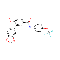 COc1ccc(C(=O)Nc2ccc(OC(F)(F)F)cc2)cc1-c1ccc2c(c1)OCO2 ZINC000205914571