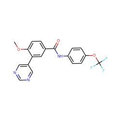 COc1ccc(C(=O)Nc2ccc(OC(F)(F)F)cc2)cc1-c1cncnc1 ZINC000205909125