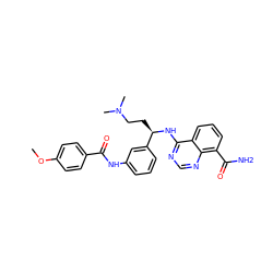 COc1ccc(C(=O)Nc2cccc([C@@H](CCN(C)C)Nc3ncnc4c(C(N)=O)cccc34)c2)cc1 ZINC000114344288