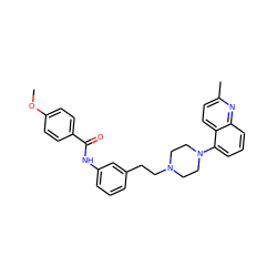 COc1ccc(C(=O)Nc2cccc(CCN3CCN(c4cccc5nc(C)ccc45)CC3)c2)cc1 ZINC000066251188