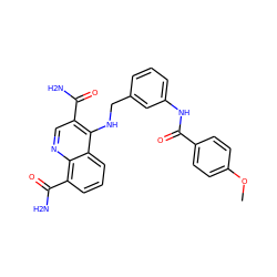 COc1ccc(C(=O)Nc2cccc(CNc3c(C(N)=O)cnc4c(C(N)=O)cccc34)c2)cc1 ZINC000114343587