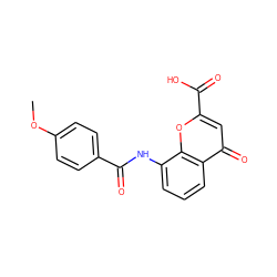 COc1ccc(C(=O)Nc2cccc3c(=O)cc(C(=O)O)oc23)cc1 ZINC000096271890