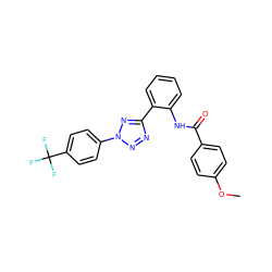 COc1ccc(C(=O)Nc2ccccc2-c2nnn(-c3ccc(C(F)(F)F)cc3)n2)cc1 ZINC000299850672