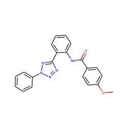 COc1ccc(C(=O)Nc2ccccc2-c2nnn(-c3ccccc3)n2)cc1 ZINC001772595666