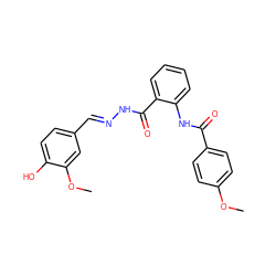 COc1ccc(C(=O)Nc2ccccc2C(=O)N/N=C/c2ccc(O)c(OC)c2)cc1 ZINC000001021248