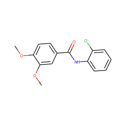 COc1ccc(C(=O)Nc2ccccc2Cl)cc1OC ZINC000000293064