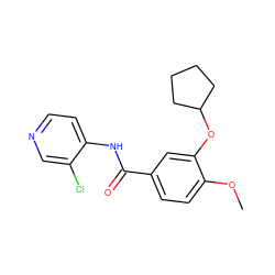 COc1ccc(C(=O)Nc2ccncc2Cl)cc1OC1CCCC1 ZINC000013736993