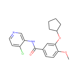 COc1ccc(C(=O)Nc2cnccc2Cl)cc1OC1CCCC1 ZINC000013736992