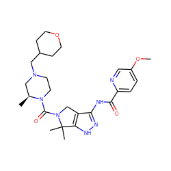 COc1ccc(C(=O)Nc2n[nH]c3c2CN(C(=O)N2CCN(CC4CCOCC4)C[C@@H]2C)C3(C)C)nc1 ZINC000149476454