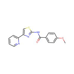 COc1ccc(C(=O)Nc2nc(-c3ccccn3)cs2)cc1 ZINC000006919863