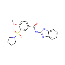 COc1ccc(C(=O)Nc2nc3ccccc3[nH]2)cc1S(=O)(=O)N1CCCC1 ZINC000006153676