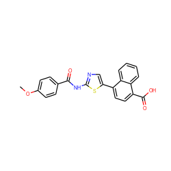 COc1ccc(C(=O)Nc2ncc(-c3ccc(C(=O)O)c4ccccc34)s2)cc1 ZINC000653688506