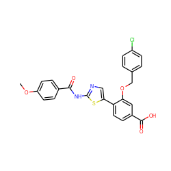 COc1ccc(C(=O)Nc2ncc(-c3ccc(C(=O)O)cc3OCc3ccc(Cl)cc3)s2)cc1 ZINC000653695829