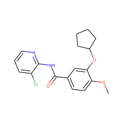 COc1ccc(C(=O)Nc2ncccc2Cl)cc1OC1CCCC1 ZINC000013736990