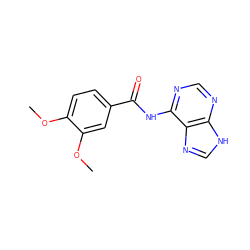 COc1ccc(C(=O)Nc2ncnc3[nH]cnc23)cc1OC ZINC000299858001