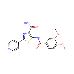 COc1ccc(C(=O)Nc2sc(-c3ccncc3)nc2C(N)=O)cc1OC ZINC000149989364