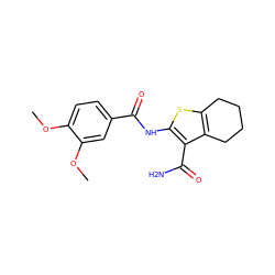 COc1ccc(C(=O)Nc2sc3c(c2C(N)=O)CCCC3)cc1OC ZINC000000725713