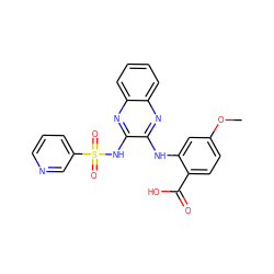 COc1ccc(C(=O)O)c(Nc2nc3ccccc3nc2NS(=O)(=O)c2cccnc2)c1 ZINC000149897278