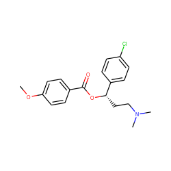 COc1ccc(C(=O)O[C@@H](CCN(C)C)c2ccc(Cl)cc2)cc1 ZINC000013684590