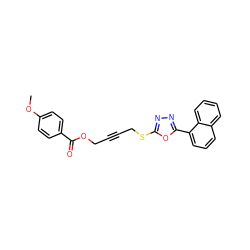 COc1ccc(C(=O)OCC#CCSc2nnc(-c3cccc4ccccc34)o2)cc1 ZINC000002401864