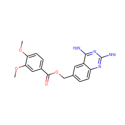 COc1ccc(C(=O)OCc2ccc3nc(N)nc(N)c3c2)cc1OC ZINC000005889397