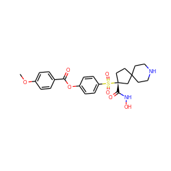 COc1ccc(C(=O)Oc2ccc(S(=O)(=O)[C@]3(C(=O)NO)CCC4(CCNCC4)C3)cc2)cc1 ZINC000206835051