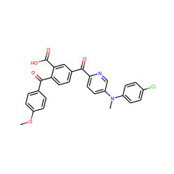 COc1ccc(C(=O)c2ccc(C(=O)c3ccc(N(C)c4ccc(Cl)cc4)cn3)cc2C(=O)O)cc1 ZINC000164820361