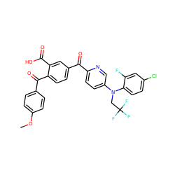 COc1ccc(C(=O)c2ccc(C(=O)c3ccc(N(CC(F)(F)F)c4ccc(Cl)cc4F)cn3)cc2C(=O)O)cc1 ZINC000164820648